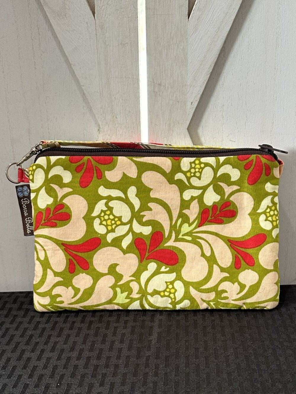 Borsa Bella Floral Fabric Zip Pouch Cosmetic Travel Bag